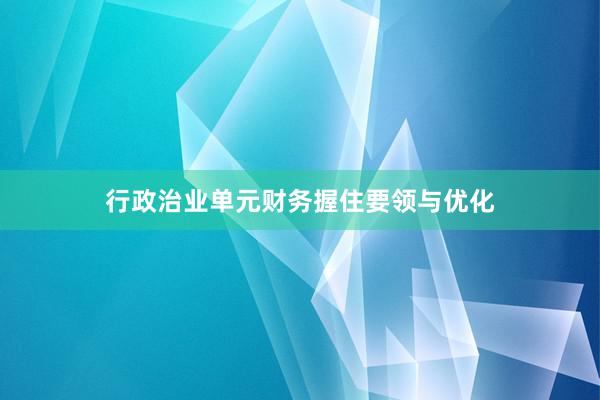 行政治业单元财务握住要领与优化