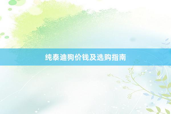 纯泰迪狗价钱及选购指南